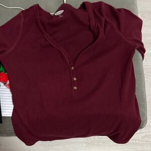 Old Navy Women's Maroon Button Down Shirt